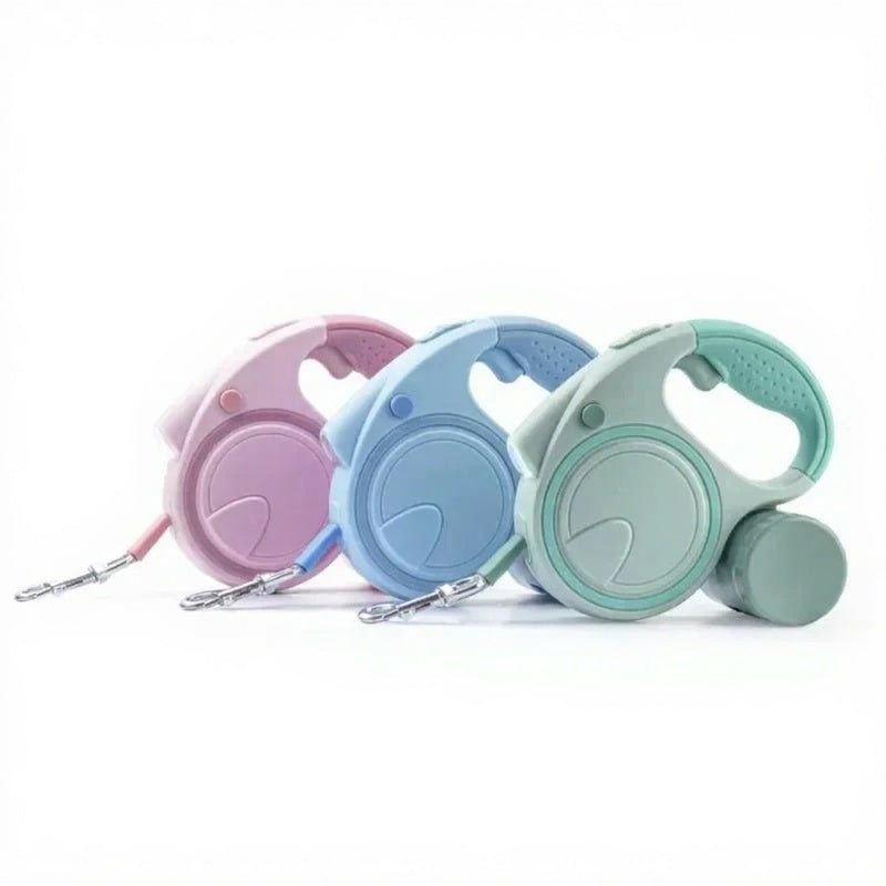 Retractable Leash With LED Poop Bag Dispenser